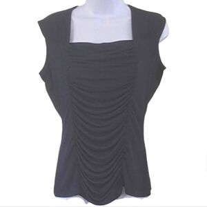 Jacqueline Smith  Navy Rushed Front & Smooth Sleeveless Blouse Size Lar…